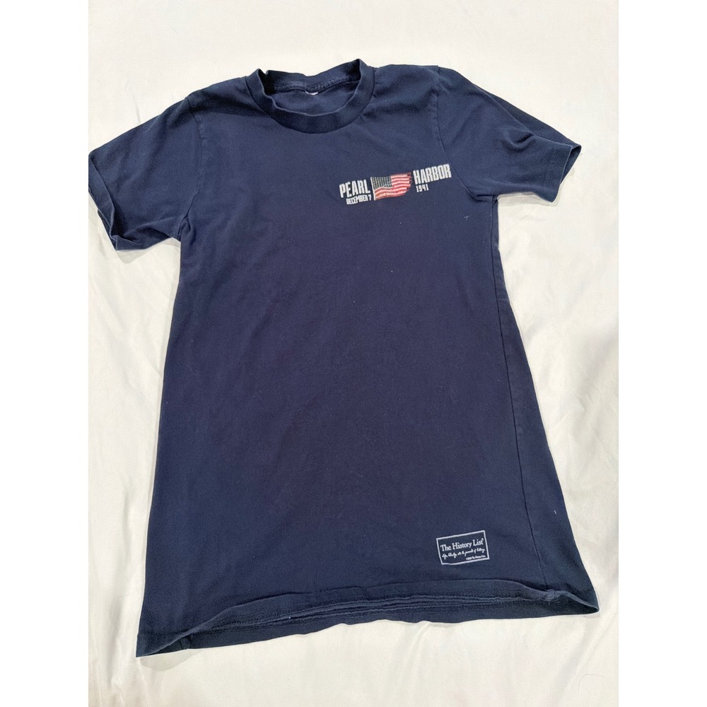 The History List Pearl Harbor Battleships Navy Blue T-Shirt Women SM USS Arizona